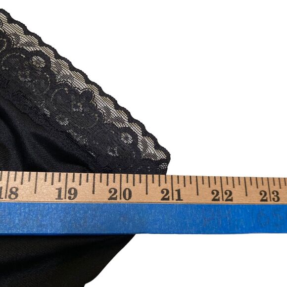 Vanity Fair Laced Trim Dress Slip Full Nylon Size 40 Lingerie Black Adjustable - Picture 5 of 9